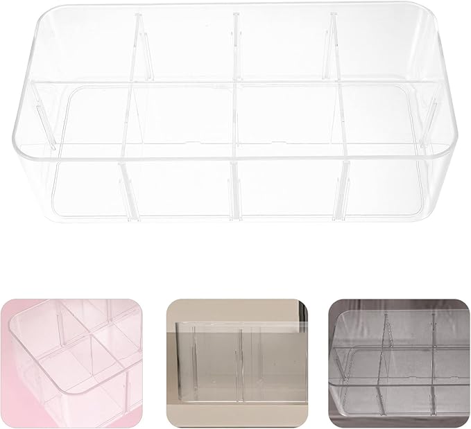 Underwear Organizer Box with 8 Compartments, Socks and Panties Drawer Organizer, Plastic Clothing Storage for Bedroom and Closet Organization
