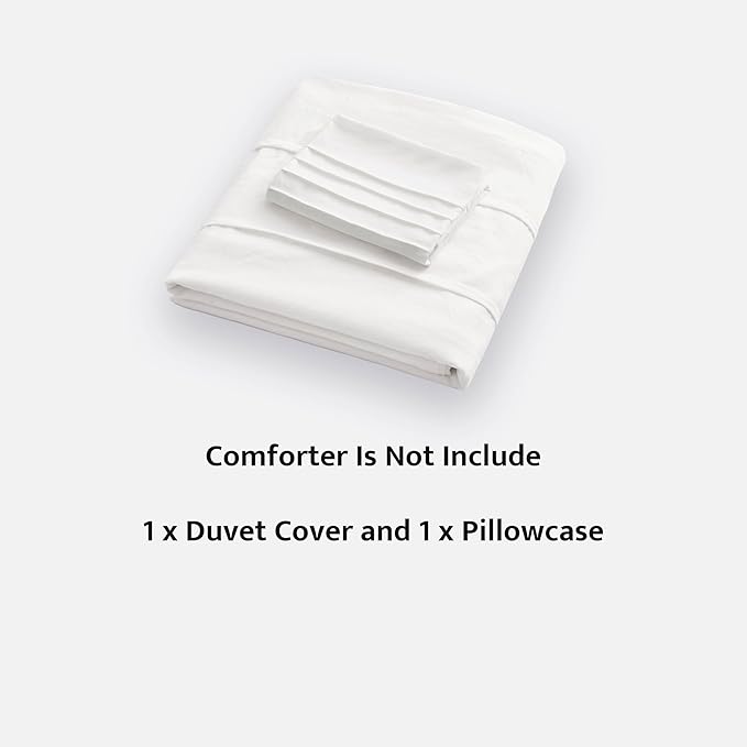 Oli Anderson White Duvet Cover Twin Size - Pleated Twin Duvet Cover, 2PCS Soft and Breathable Textured Bedding Set with Zipper Closure(White,68"x90")