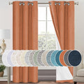 PrinceDeco 100% Blackout Curtains 84 inch Length 2 Panels Set Anti-Rust Grommet Linen Textured Curtains for Bedroom Solid Full Blackout Thermal Insulated with White Liner, Orange, 42" W x 84" L