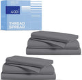 THREAD SPREAD 2-Pack Twin XL Sheet Sets Cotton - 400 Thread Count 100% Cotton Sateen Weave - Soft, Breathable, Hotel Quality Cooling Sheets, 2 Sets of Twin XL Size Deep Pocket Bed Sheets (Dark Grey)