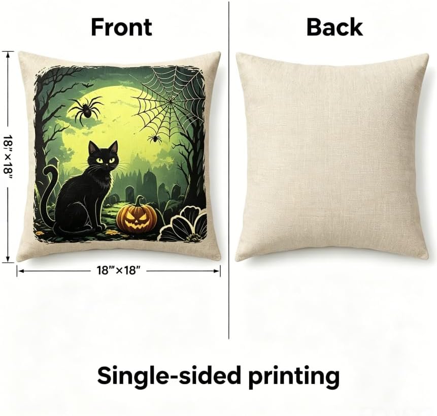 Halloween Throw Pillow Covers, 18x18 Inch, Machine Washable - Image 4