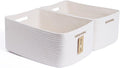 Large Storage Baskets for Shelves, Closet Organizers Bins for Clothes Blanket Towels, Baby Nursery, Toy Baskets Box, Woven Rope Baskets, 17 x 13 x 7.5”, 2 Packs Off White