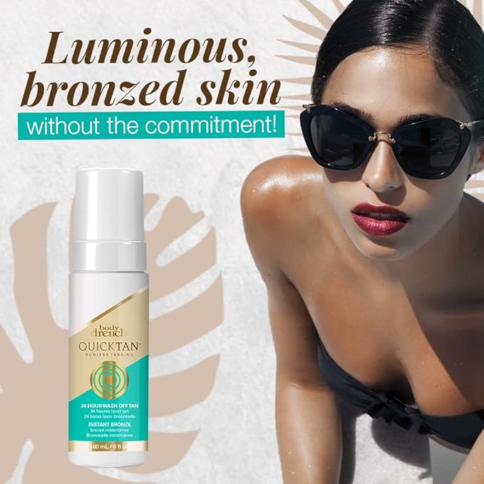 Body Drench Quick Tan Instant Wash-Off Self Tanner – 24-Hour Sunless Self Tanning Lotion for Face & Body, Natural-Looking Bronze Glow, Fake Tan 6 fl oz