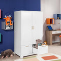 VINGLI Armoire Wardrobe Closet with Doors and Drawers, Wardrobe Cabinet, Armoire with Drawers, White Closet, 35" W x 20" D x 60" H