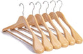 Nature Smile Luxury Natural Wooden Suit Hangers - 6 Pack - Wood Coat Hangers,Jacket Outerwear Shirt Hangers,Glossy Finish with Extra-Wide Shoulder, 360 Degree Swivel Hooks & Anti-Slip Bar with Screw