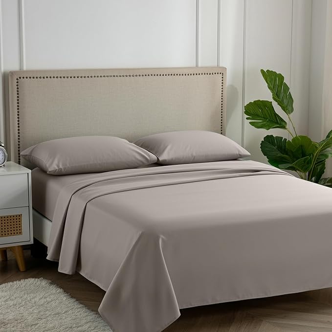 Carressa Linen California King Egyptian Cotton Sheet Sets - 600 Thread Count Cal King Cotton Sheet Set (4 PC, Cocoa Taupe), Extra Soft, Cooling, 16" Deep Pocket Sateen Weave Luxury Hotel Bed Sheets