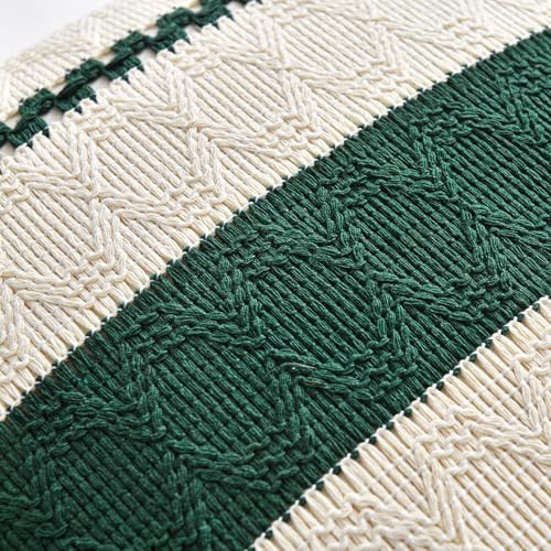Fancy Homi Set of 2 Dark Green Boho Long Lumbar Decorative Throw Pillow Covers - Image 4