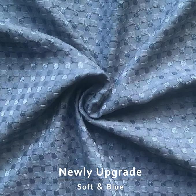 MIYE Pleated Waffle Weave Bed Skirt, Tailored Dust Ruffle 16 Inch Drop Easy Fit, Machine Washable (Blue, Queen - 16" Drop)