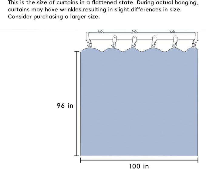 Room Divider Curtains Total Blackout Privacy Curtain Panel Room Thermal Insulated Noise Reduction Curtains for Bedroom Window Living Room Ceiling Track Curtain W 8.3 ft × H 8 ft Azure Blue