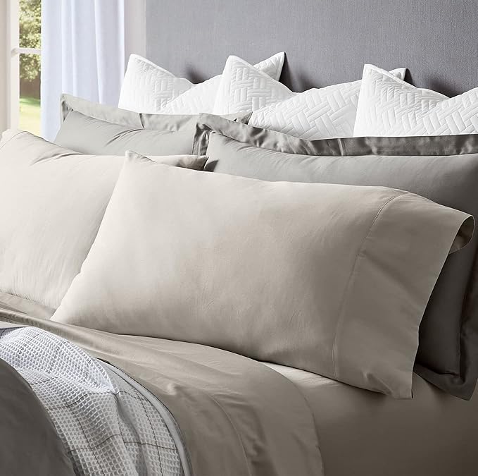 BOLL & BRANCH Signature Hemmed Sheet Set - Twin XL, Pewter - Luxury 100% Organic Cotton - Includes 1 Flat, 1 Fitted, 2 Pillowcases - Buttery Soft