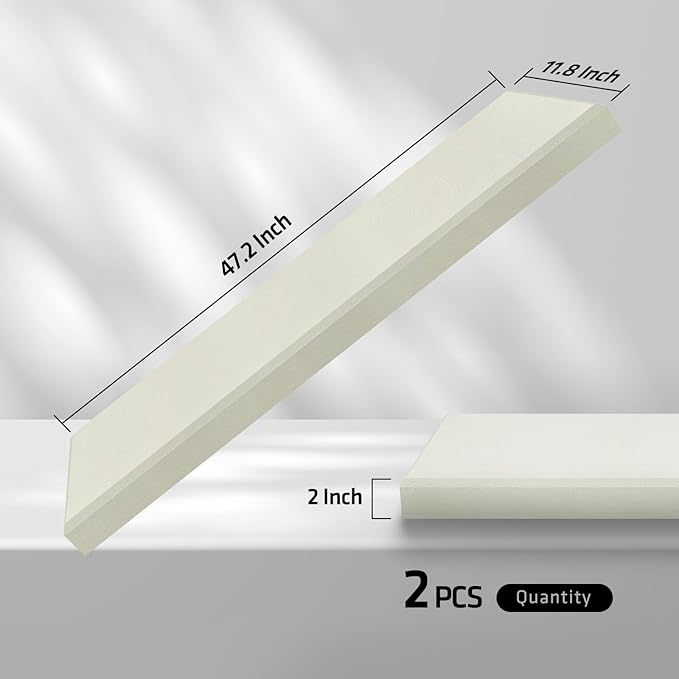 UMIACOUSTICS 2 PCS Fiberglass Acoustic Panels, 48x12x2 Inches Sound Absorbing Panels, Sound Proof Panels for Studios, Office, Home Theater. (Off White)