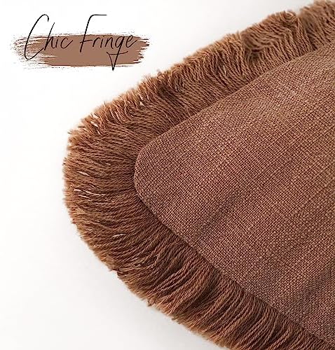 Foindtower Decorative Linen Fringe Throw Pillow Covers 24×24 Inch - Image 3