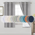 PrinceDeco 100% Blackout Curtains 64 inch Long 2 Panels,42" Wide,64" Length Energy Saving Curtains for Bedroom Living Room Grommet Blackout Linen Curtains with Thermal Insulated Liner,Light Grey