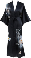 Ledamon Women's Kimono Long Robe - Classic Floral Bathrobe Nightgown