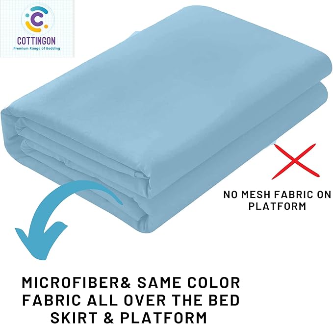 Ruffled Bed Skirt with Split Corners-Dust Ruffle - 16" Drop 100% Microfiber Soft,Sheen & Luxurious Look - Bed Skirts (Light Blue -Full)