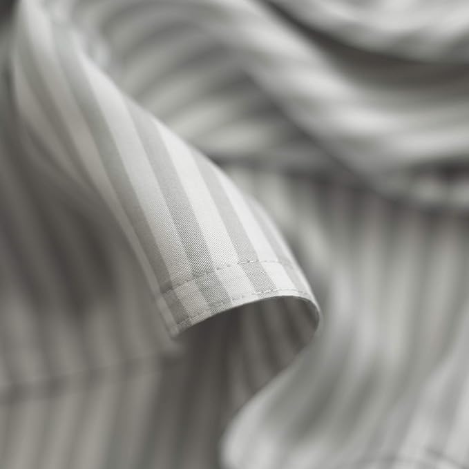 Pure Bamboo Full Sheets, Genuine 100% Organic Viscose Derived from Bamboo Bed Sheet Set, Luxuriously Soft & Cooling, Double Stitching, 2 Year Quality Promise (Full, Stripes)