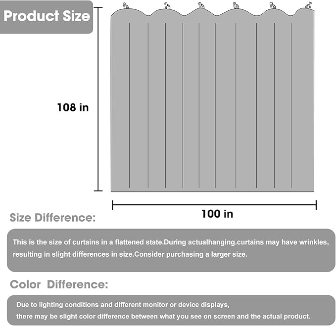 Room Divider Blackout Curtain Track Curtains Wall Dividers Panels Screen for Living Rooms Bedroom Office Privacy Partition Separation, W100 × L108 Inch,1 Panel, Light Grey