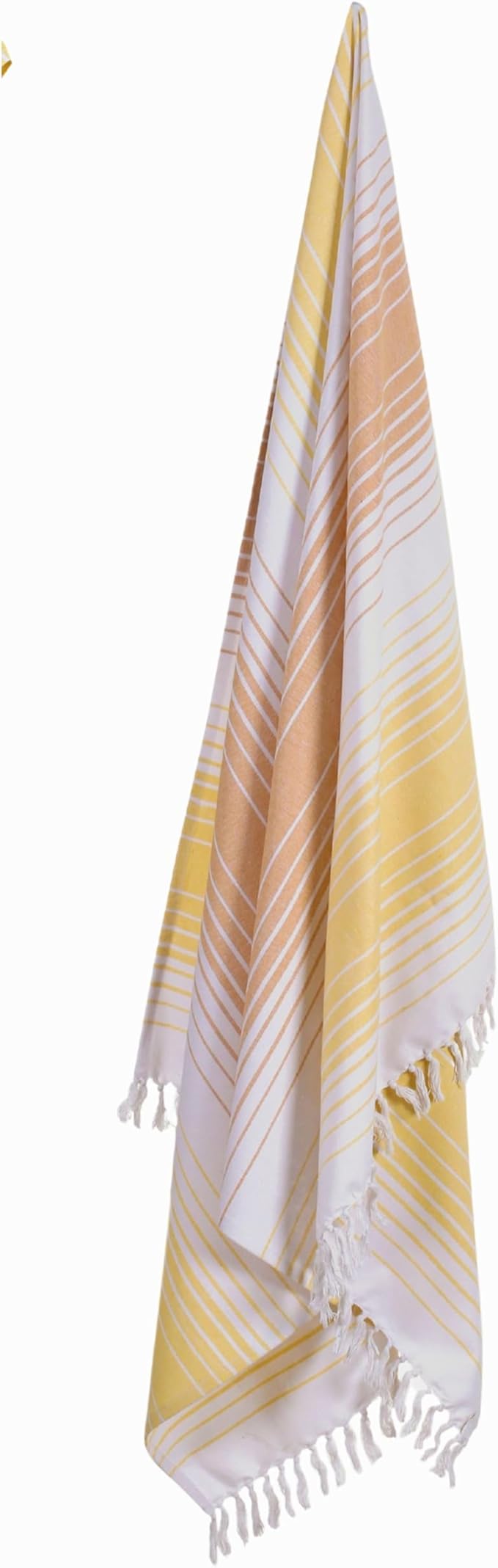 Native Fab Turkish Stripe Beach Towels - Set of 6 - Extra Large 40x71 Inch - 100% Cotton Quick Dry Lightweight Thin Sand Free - Hammam Towel for Adults, Bath, Spa, Pool, Camp - Yellow
