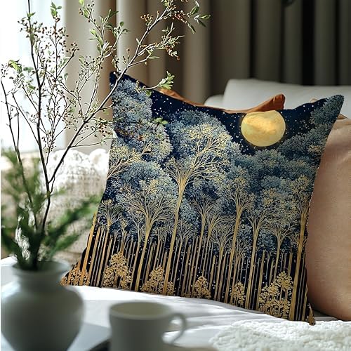 Rustic William Morris Night Forest Green Moon Decor Pillow Covers 18x18 - Image 6
