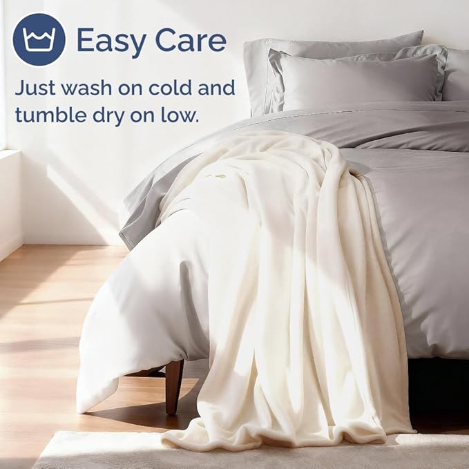 Ultra Soft Fleece Blanket King Size - Flannel Fleece Luxury King Blanket - Lightweight for Couch Bed Chair - Thick, Warm and Breathable - All Season Cozy Fuzzy, Anti-Static Microplush Bedding, Cream