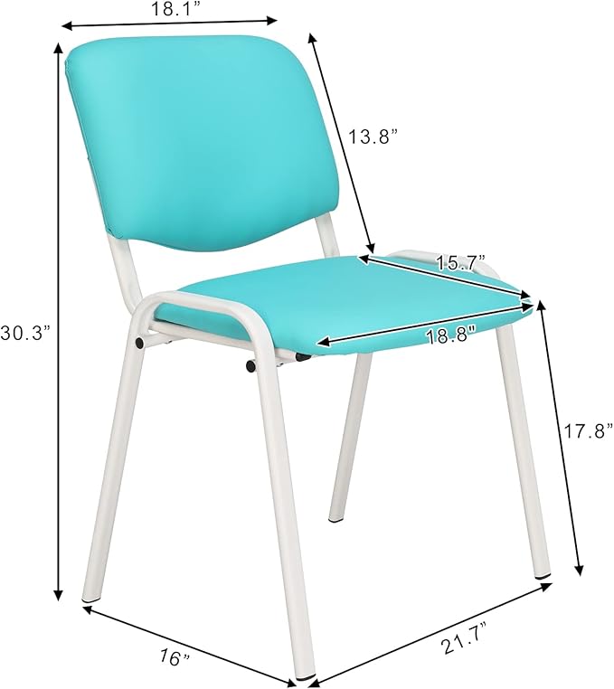VINGLI Blue Waiting Room Chairs, 5-Pack PU Church Chairs Conference Stackable Office Guest & Reception Stacking for Meeting, Lobby, Simple&Space-Saving Pu-blue