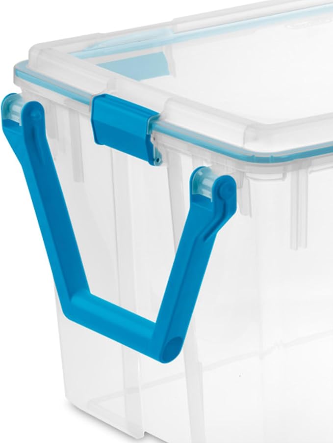 Sterilite 12-Pack Gasket Box, Weather-Resistant Storage Bins with Latching Lids, 120 Quart - Heavy-Duty Organizing Containers for Closet, Bathroom, and Office