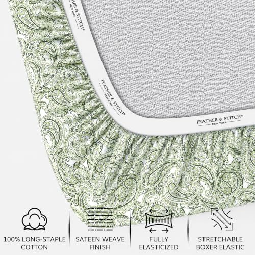 Feather & Stitch 100% Cotton Sateen 500 TC Split King Size Bed Sheet Set - Image 3