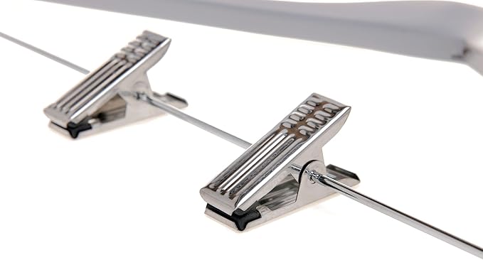 Quality Wooden Skirt Hangers with Clips, 20-Pack Smooth Solid Wood Pants Hangers with Durable Adjustable Metal Clips, Swivel Hook, Coat, Jacket, Blouse Suit Hangers (Gray, 20)