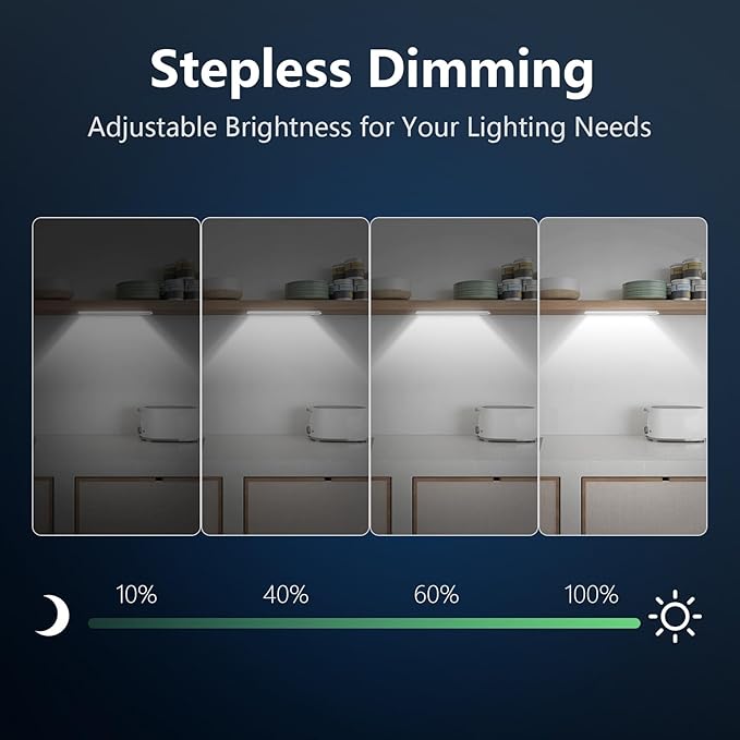 Under Cabinet Lighting, 3 Colors, Motion Sensor Light Indoor, LED Rechargeable Closet Lights Battery Operated, Dimmable Night, Stick-On Magnetic Cabinet Lights for Kitchen Stairs Hallway