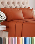 Cal King 6 Piece Sheet Set - Cooling & Breathable - Hotel Luxury Bedding, Includes Fitted Sheet for Women, Men, Kids and Teens - 1 Flat, 1 Fitted Sheet, 4 Pillowcases with Deep Pockets - Terracotta