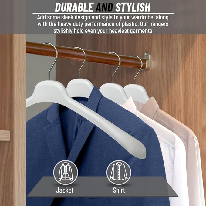 All Hung Up Hangers Plastic Coat Hangers, Clothes Hangers (White, 12pk)