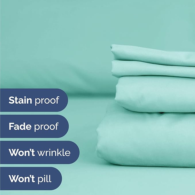 Twin 4 Piece Sheet Set - Cooling, Comfy & Breathable - Hotel Luxury Bedding, Includes Fitted Sheet for Women, Men, Kids and Teens - 1 Flat, 1 Fitted Sheet, 2 Pillowcases with Deep Pockets - Spa Blue