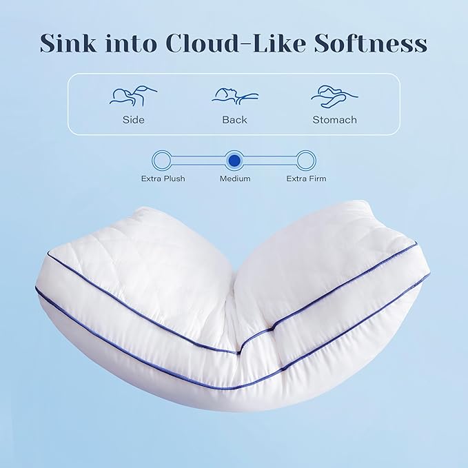 Shredded Memory Foam Pillows King Size Set of 2, Soft Bed Pillow for Side and Back Sleepers, Medium Firm Pillows 2 Pack with Gusset(20"x36")