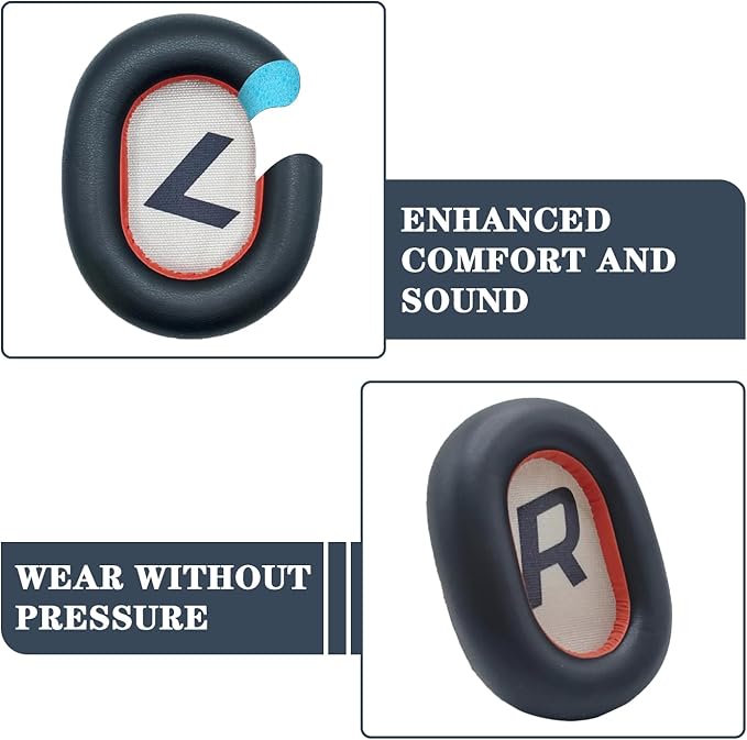 Replacement Earpads Compatible with Plantronics Voyager 8200 UC/Plantronics Backbeat Pro2 Headphone, Headphone Ear Pads Ear Cushions, Ear Cups Cover Repair Parts-Black