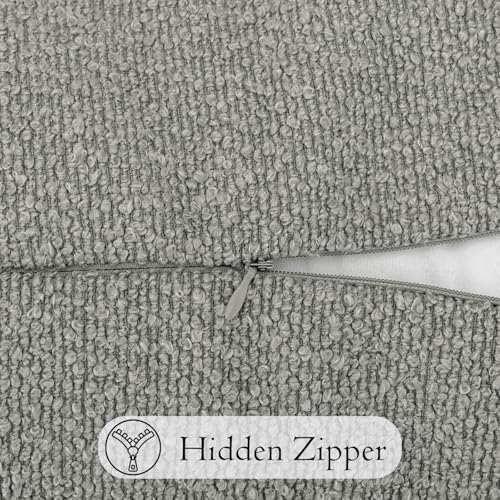 JoraLion 14x26 inch Boucle Lumbar Pillow Cover, Light Gray Woven Texture - Image 6