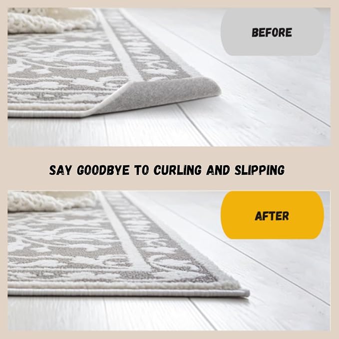 12-Pack Gripper for Rug for Hardwood Floors and Tiles: Double-Sided Reusable Rug Carpet Tape. Anti-Slip Tape Grips Area Rugs, Non-Slip Rug Pads Prevent Sliding, Curling, and Bunching (12 Rectangular)