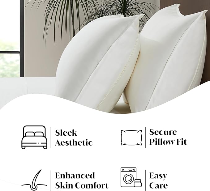 Split King Size Sheet Set | 2 Fitted Sheets for Sleep Number & Adjustable Beds | Organically Grown | Ultra Soft & Cooling |100% Viscose | 17" Deep Pocket [Ivory]