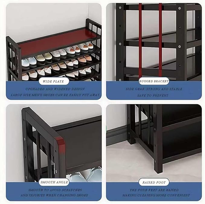 Tall Shoe Cabinet with Clear Doors, Large Capacity Bamboo Shoe Cabinet, 40-45 Pairs Shoe Rack Organizer for Closet Entrance, Hallway, Living Room, Bedroom