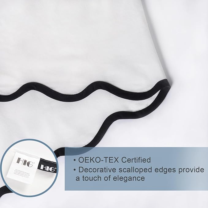 HIG Off-White Chic King Bed Skirt - Easy Fit Scallop Edge Pleated Bedskirts, 14 Inch Drop Anti-Slip Dust Ruffle, Thick Fabric for Enhanced Privacy, Pre-Washed for Long-Lasting Use(N60022)