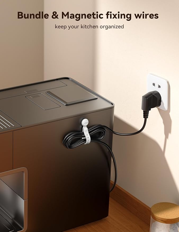 JOYROOM 12PCS Magnetic Cable Ties - Reusable Silicone Cord Organizer with Buckle Holes, Elastic Cable Management Straps for Data Cables, Charging Cords, and More (White)