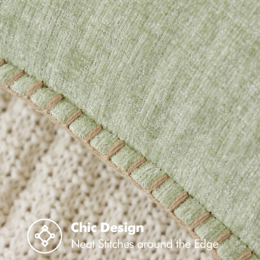 MIULEE Pack of 2 Couch Throw Pillow Covers 20x20 Inch Light Green Farmhouse Decorative Pillow Covers with Stitched Edge Soft Chenille Solid Dyed Spring Pillow Covers for Sofa Bed Living Room