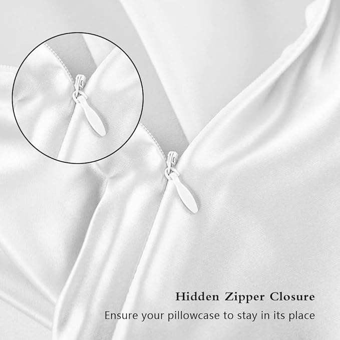 Silk Body Pillow Cases, Mulberry Silk Body Pillow Cover with Zipper, Smooth, Anti Acne, Cooling Sleep Both Sides Natural Silk Satin 20x54 Body Pillowcase, Gifts for Women Men, White