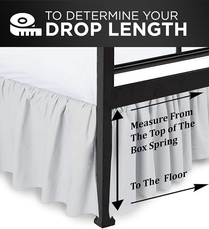 Ruffled Bed Skirt with Split Corners, Light Grey, Twin 12 Inch Drop Bedskirt, Hotel Quality Brushed Microfiber Wrinkle Free Dust Ruffle Bed Skirt Twin Size