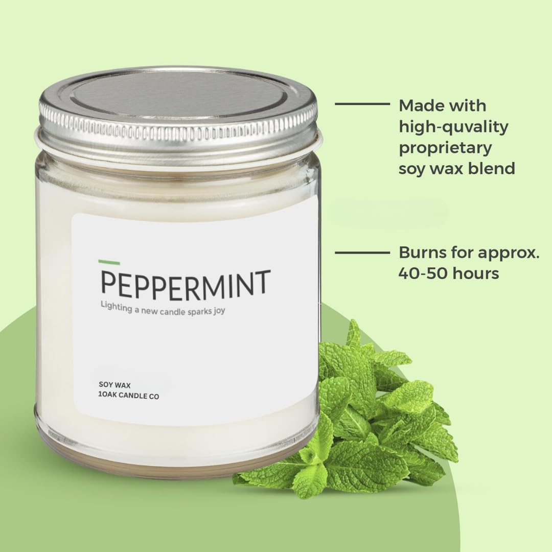 1OAK Soy Wax Scented Candles - Peppermint Candle - Scented Candles for Home (7oz.)