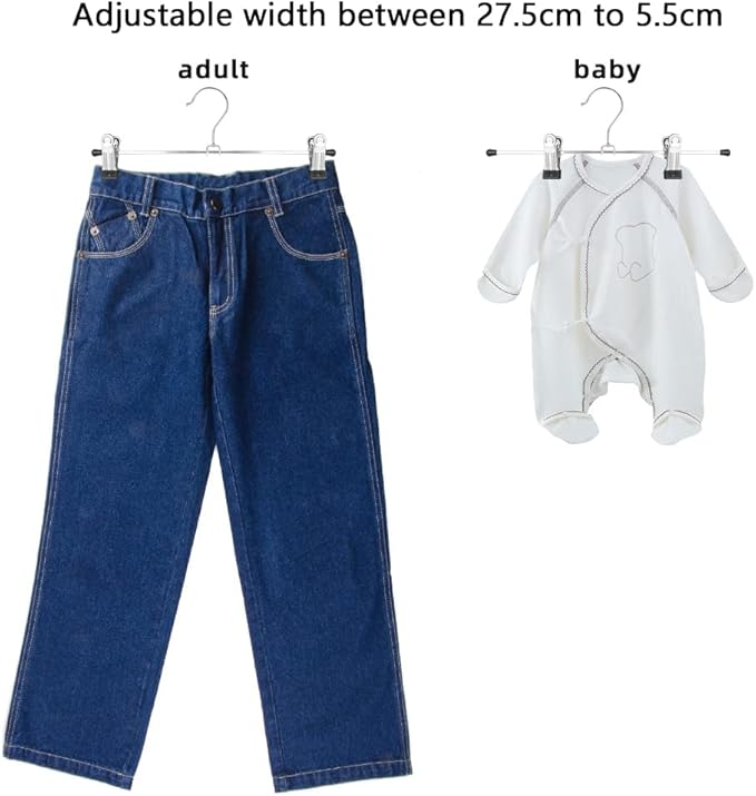 NORTHERN BROTHERS Pants Hangers - 50 Pack Skirt Hangers for Women Metal Hangers Space Saving for Trouser Shorts Coat Jean Adjustable Clip Men Kids Clothes