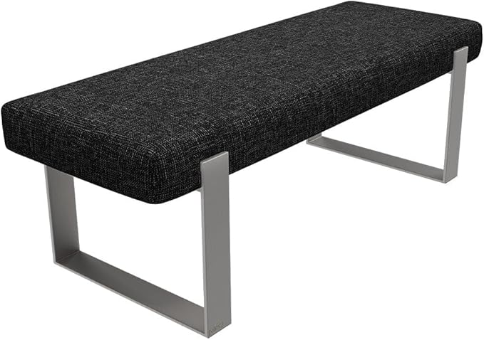 VANT Upholstered Bed Bench - Weave Prestige - Brushed Nickel - Contemporary Modern, Bedroom Bench Seat, Hallway, or Entryway