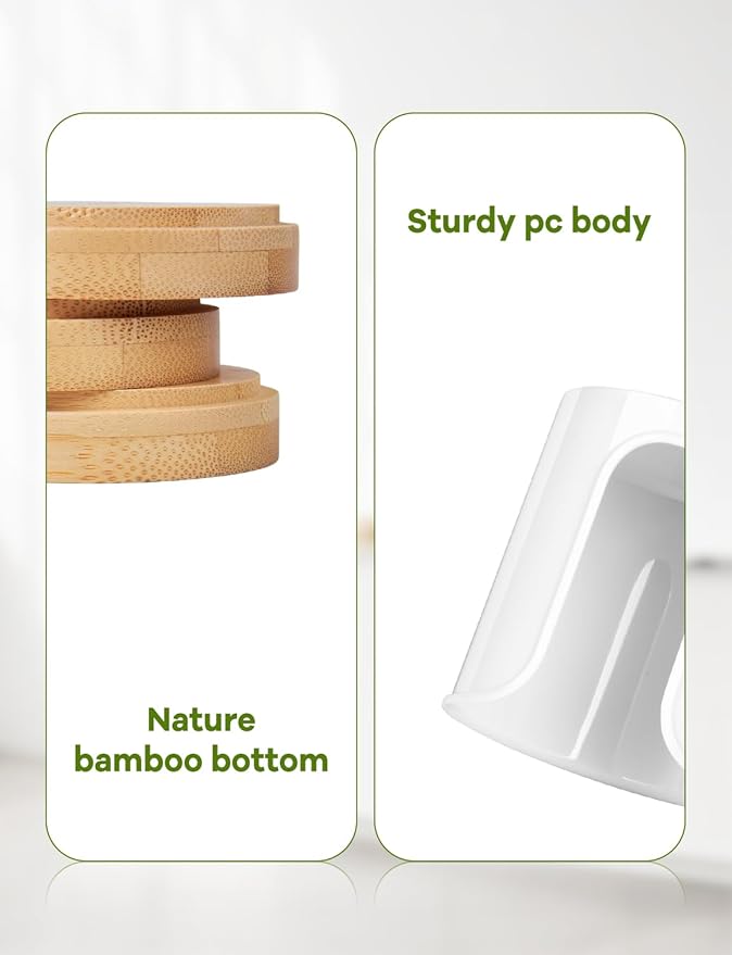 Bathroom Cup Holder - Small Cup Dispenser for Dixie 3 oz Bathroom Cups, 3 4 Ounce Mouthwash Cup Dispenser - PC/Bamboo, White, Pack of 2