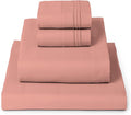 Mellanni Twin Sheet Set - 4-Piece Iconic Collection Bedding, (Including 2 Pillowcases), 16-Inch Deep Pocket, Easy Care, Extra Soft, Cooling Sheets, Brushed Microfiber - Coral