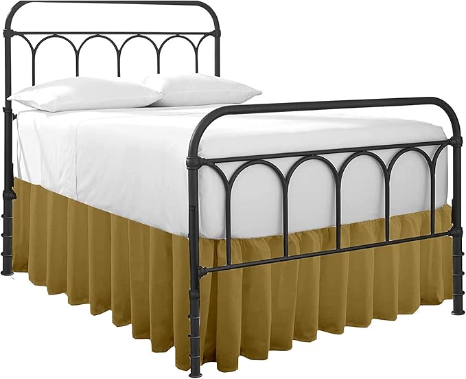 Cottingon Ruffled Bed Skirt with Split Corners-Dust Ruffle - 15" Drop 100% Microfiber Soft,Sheen & Luxurious Look - Bed Skirts (Taupe -Twin)
