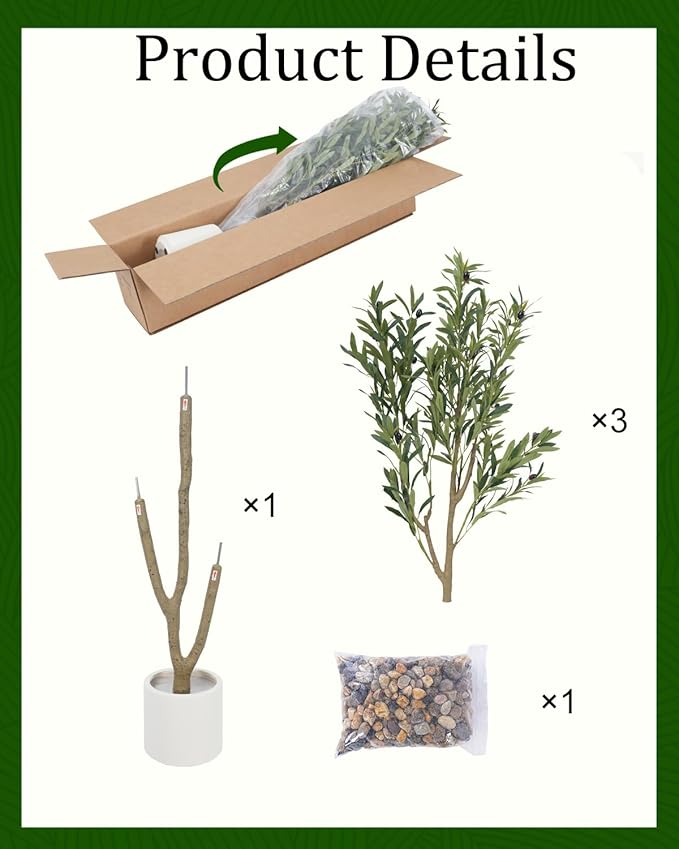 Olive Tree 6FT Fake Tree Faux Plants Indoor with Pot Artificial Tree Nearly Natural Olive Branches and Fruits for Living Room Home Office Decorations